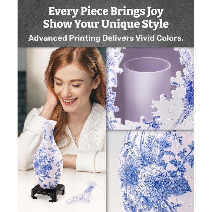 Pintoo 3D Puzzle Vase Unique Flower Vase Made by 160 Curved Plastic Puzzle Pieces House Warming Gift for Flower Arrangements and Home Decoration, for Mom [S1033] (Classic, Blooming Season) by Pintoo - Image 3
