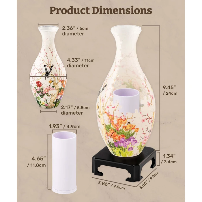Pintoo 3D Puzzle Vase Unique Flower Vase Made by 160 Curved Plastic Puzzle Pieces House Warming Gift for Flower Arrangements and Home Decoration, for Mom [S1033] (Classic, Blooming Season) by Pintoo - Image 8