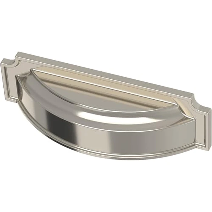 FRANKLIN BRASS Notched Backplate (10-Pack) Cabinet Handles Dual Mount 3 or 3-3/4" Hole Center Cup Pulls | Polished Nickel Hardware Kitchen Door, Drawers, Dressers, Furniture P40110C-PN-B by Franklin Brass - Used - Like New condition - CA$45.43