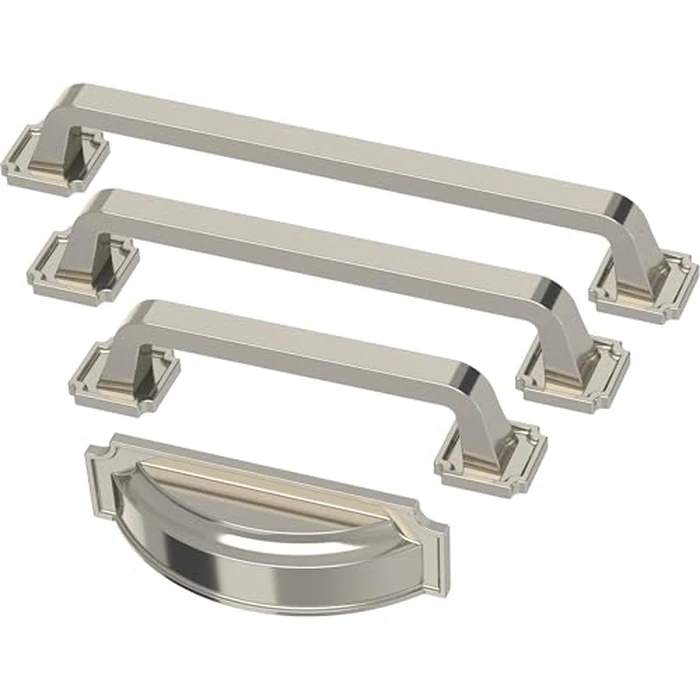 FRANKLIN BRASS Notched Backplate (10-Pack) Cabinet Handles Dual Mount 3 or 3-3/4" Hole Center Cup Pulls | Polished Nickel Hardware Kitchen Door, Drawers, Dressers, Furniture P40110C-PN-B by Franklin Brass - Image 4