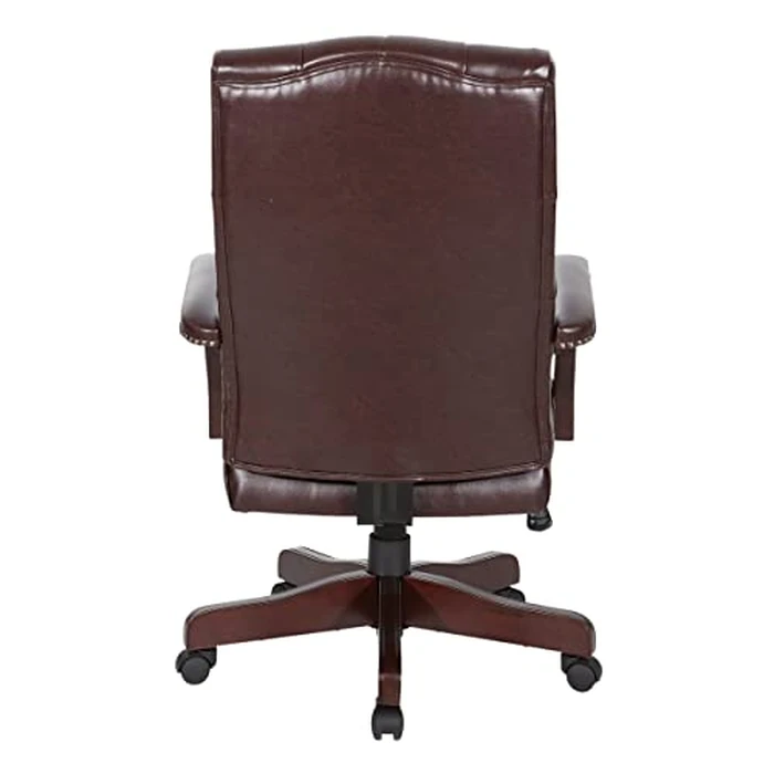 Office Star TEX Queen Anne Style Office Chair, Thick Padded Seat and Back, Built-in Lumbar Support, Royal Cherry Finish, Jamestown Oxblood Vinyl, Traditional Executive by Office Star Products - Image 6