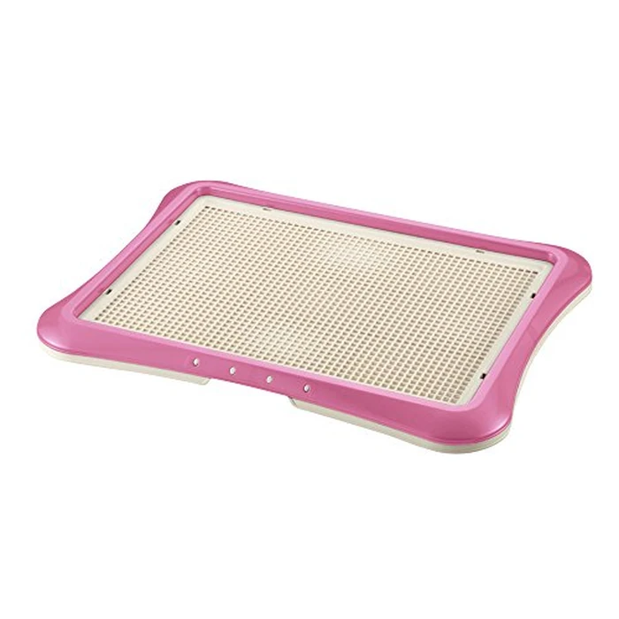 Richell Paw Trax Mesh Training Tray, Pink 25.2 x 18.9 x 1.6" | Richell Paw Trax Mesh Training Tray: Puppy Potty Pad Holder for Indoor Use, Anti-Chewing and Tearing, Ideal for Potty Training Puppies by Richell - Image 1