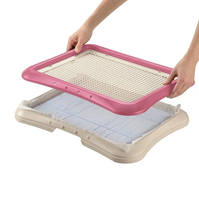 Richell Paw Trax Mesh Training Tray, Pink 25.2 x 18.9 x 1.6" | Richell Paw Trax Mesh Training Tray: Puppy Potty Pad Holder for Indoor Use, Anti-Chewing and Tearing, Ideal for Potty Training Puppies by Richell - Image 3