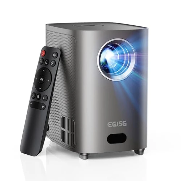 Projector with WiFi and Bluetooth, Native 1080P Outdoor Projector with Carry Bag, Portable Movie Projector with Zoom Function, 4K Supported Home Theater Projector UP to 300" for Phone/TV Stick/PC by EGJSG - Used - Like New condition