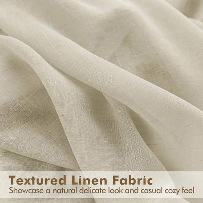 HolidayIdeas Sheer Outdoor Curtains-4 Panels Natural Linen Sheer Curtains Waterproof Privacy, Semi Voile Drapes for Porch, Pavilion, Garden, Lawn, Corridor, Sun Room Decor, W 54 x L 108 inch Long by HolidayIdeas - Image 6