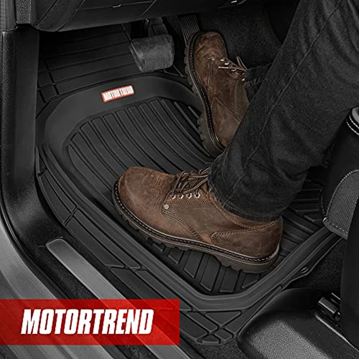 Motor Trend FlexTough Plus-2 Piece Front Car Floor Mats- Black Contour Liners-Deep Dish Heavy Duty Rubber Floor Mats for Car SUV Truck & Van-All Weather Protection, Universal Trim to Fit by Motor Trend - Image 2