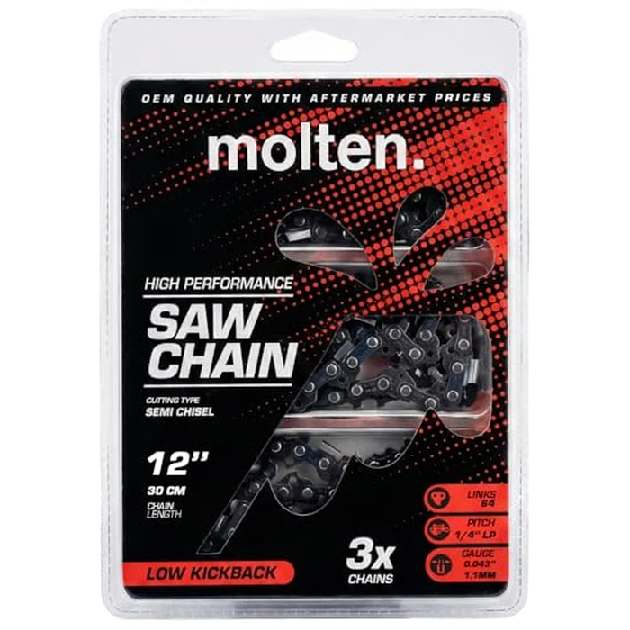 3 Pack 12 Inch Replacement Chainsaw Chain for Stihl MSA 120 C, MSA 140 C, MSA 160 C, MSA 200 C, MSA 60 C, MSA 70 C, Pole Saws HTA 50, HT 56, HT 105, Replaces 71PM3-64, 3670-005-0064 by Molten. - Used - Like New condition