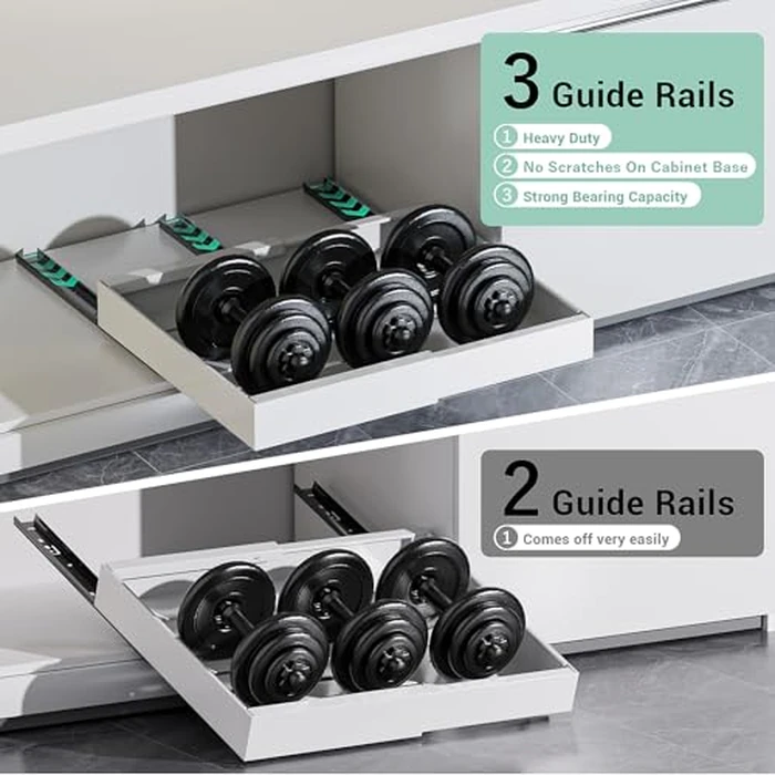 Expandable Pull Out Cabinet Organizer, 12.6"-20.5" Pull Out Drawers for Cabinets, Slide Out Drawers for Kitchen Cabinets, Tiroir de Rangement Coulissant, Fixed with Adhesive Nano (White, 2pc,21"Deep) by APPASO - Image 5
