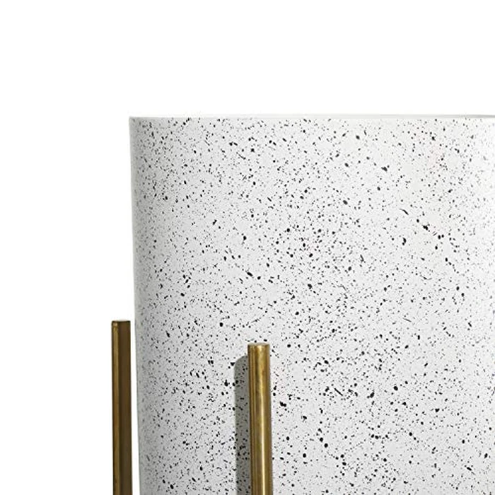 Deco 79 Metal Indoor Outdoor Deep Recessed Dome Speckled Planter with Removable Stand, Set of 2 39", 46" H, White by Deco 79 - Image 6