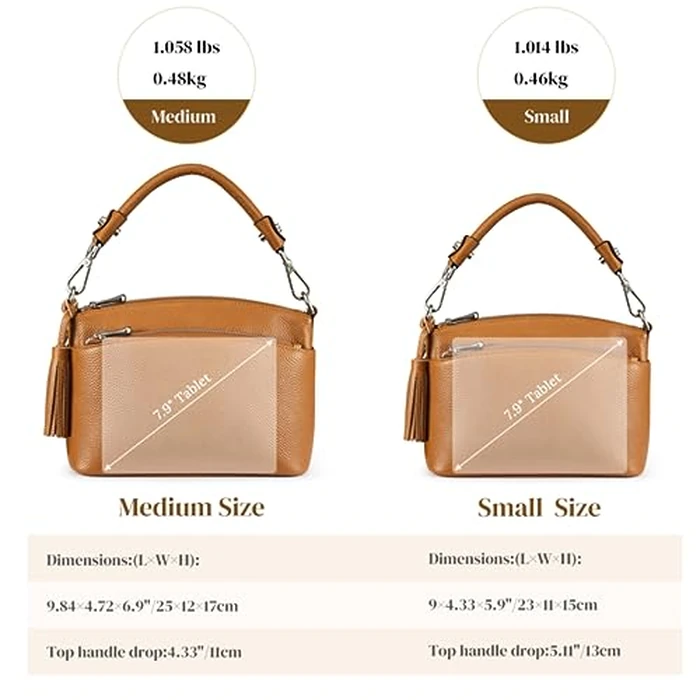 S-ZONE Medium Genuine Leather Shoulder Bag for Women Crossbody Purse Top Handle Handbags by S-ZONE - Image 3