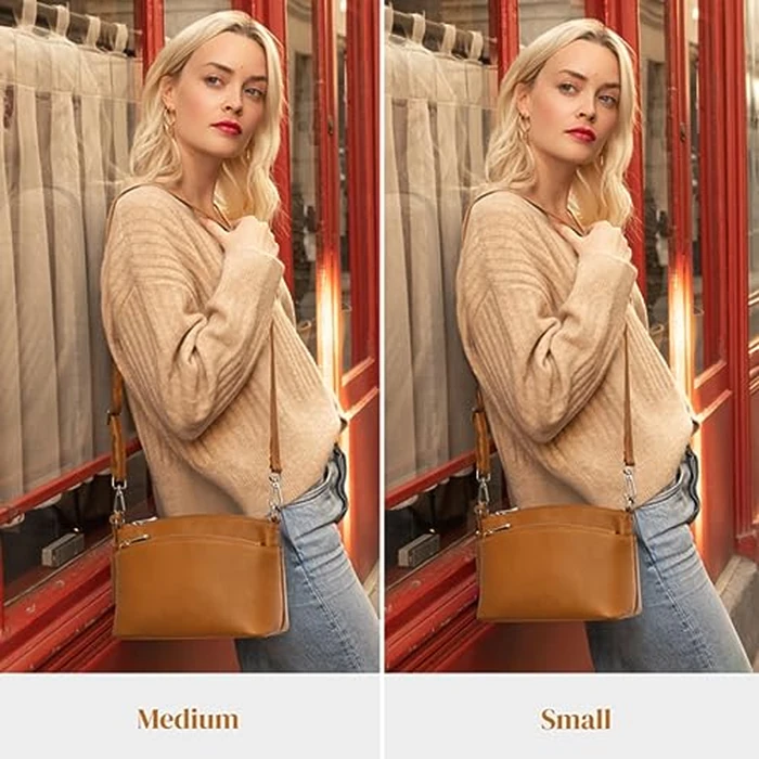 S-ZONE Medium Genuine Leather Shoulder Bag for Women Crossbody Purse Top Handle Handbags by S-ZONE - Image 6