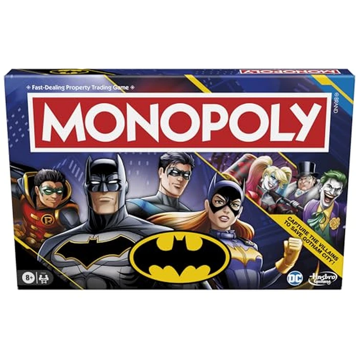 Monopoly Batman Edition Board Game | Monopoly Game for Batman Fans | Ages 8 and Up | 2 to 4 Players | Family Games | Strategy Games for Kids and Adults (Amazon Exclusive) by Hasbro Gaming - Used - Very Good condition - US$14.35
