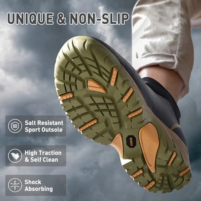 Kalkal Men's Rubber Boots, Waterproof Ankle Rain Boots, Insulated Working Booties with Comfortable Sports Sole, Outdoor Mud Boots for Yard Chore (Seaweed Mocha,Size11) by Kalkal - Image 3