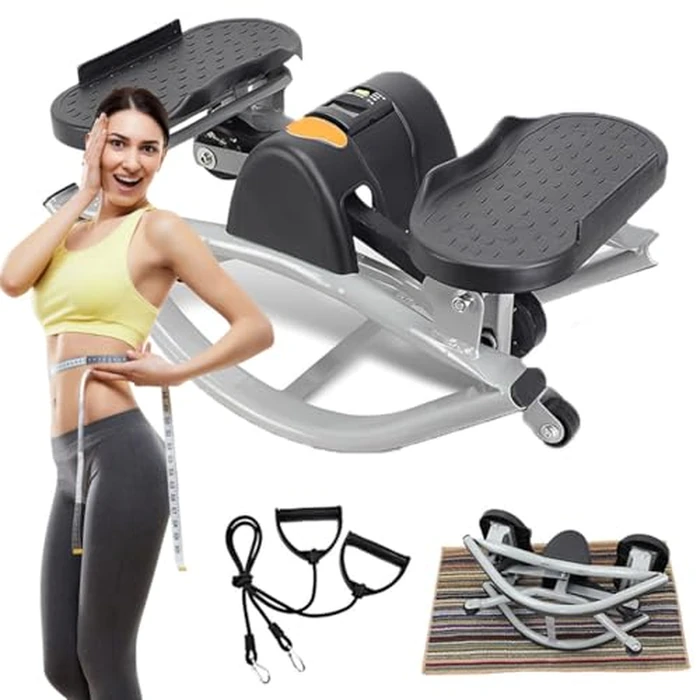 HSXMY U-Shaped Rock Stepper Machine for Home Workout,Side-to-Side Lateral Rocking Fitness Stepper with Digital Monitor/Resistance Bands,Low-Impact Compact Side Stepper for Full Body Fitness by HSXMY - Image 1