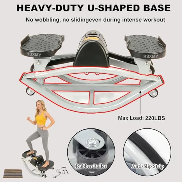 HSXMY U-Shaped Rock Stepper Machine for Home Workout,Side-to-Side Lateral Rocking Fitness Stepper with Digital Monitor/Resistance Bands,Low-Impact Compact Side Stepper for Full Body Fitness by HSXMY - Image 4