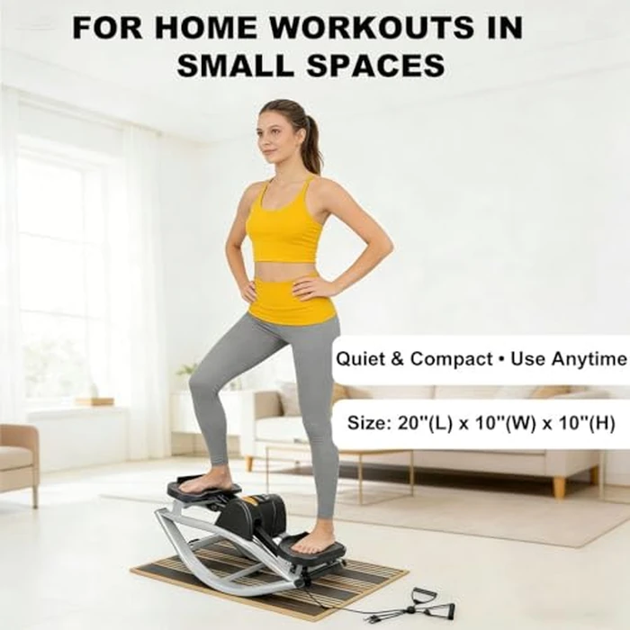 HSXMY U-Shaped Rock Stepper Machine for Home Workout,Side-to-Side Lateral Rocking Fitness Stepper with Digital Monitor/Resistance Bands,Low-Impact Compact Side Stepper for Full Body Fitness by HSXMY - Image 5