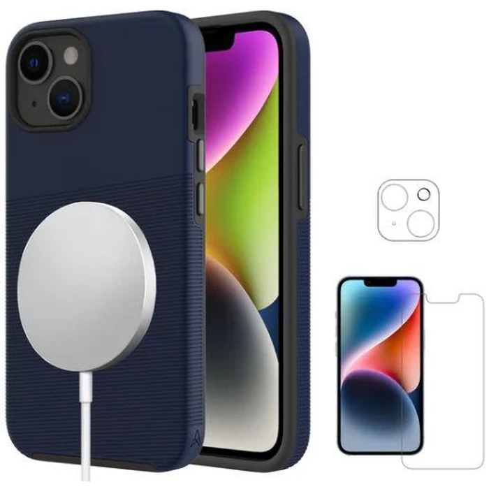 Axessorize PROTech Plus Compatible for Magsafe Phone Case & ARMORGlass 360 Pack for Apple iPhone 14 Plus - Astral Blue by Axessorize - Refurbished - Brand New condition