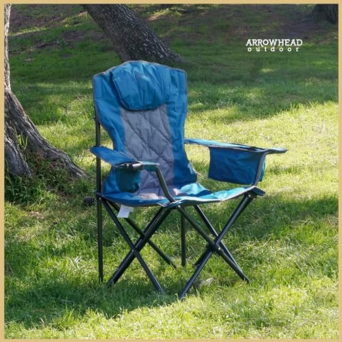 ARROWHEAD OUTDOOR Portable Deluxe Folding Camp Quad Chair w/Headrest, Glass & Cup Holders, Armest 6-can Cooler, Heavy Duty Carry Bag, 550 lbs Weight Capacity by ARROWHEAD OUTDOOR - Image 7