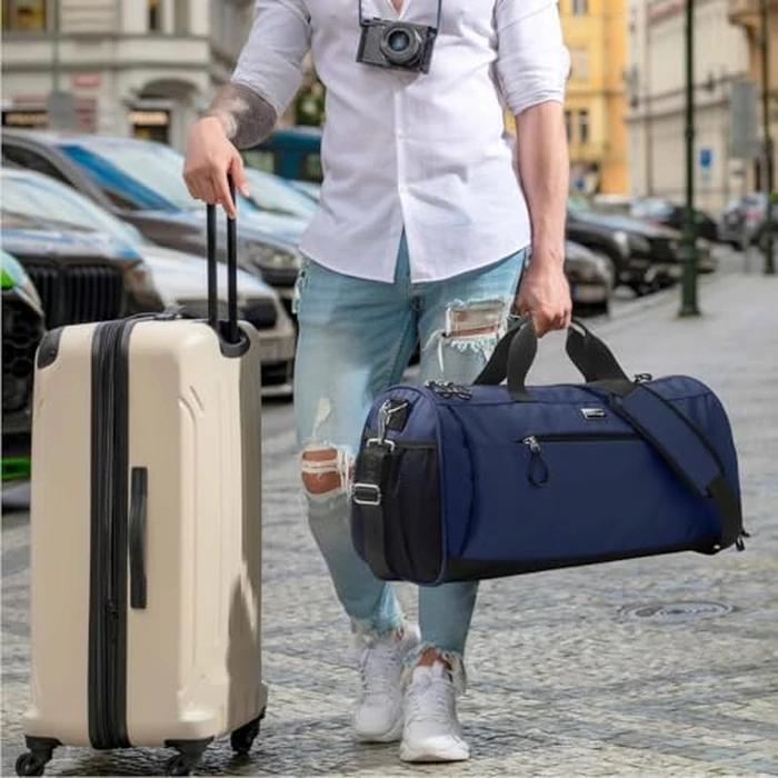 TOPDesign Gym Bag for Women & Men, Unisex Duffel Bag with Shoe Compartment & Wet Pocket for Travel Sports Gym (M Blue) by TOPDesign - Image 8