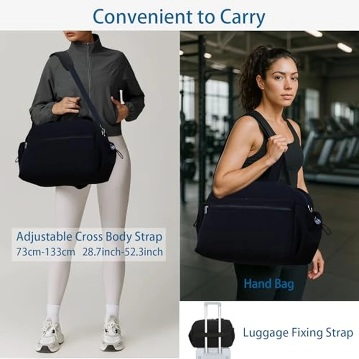 Small Gym Bag for Women, Travel Duffle Bag with Shoe Bags and Coin Pouch, Carry on Weekender Bag, Portable Overnight Bag for Yoga, Pilates, Swimming, Black by TOSYOFFI - Image 5