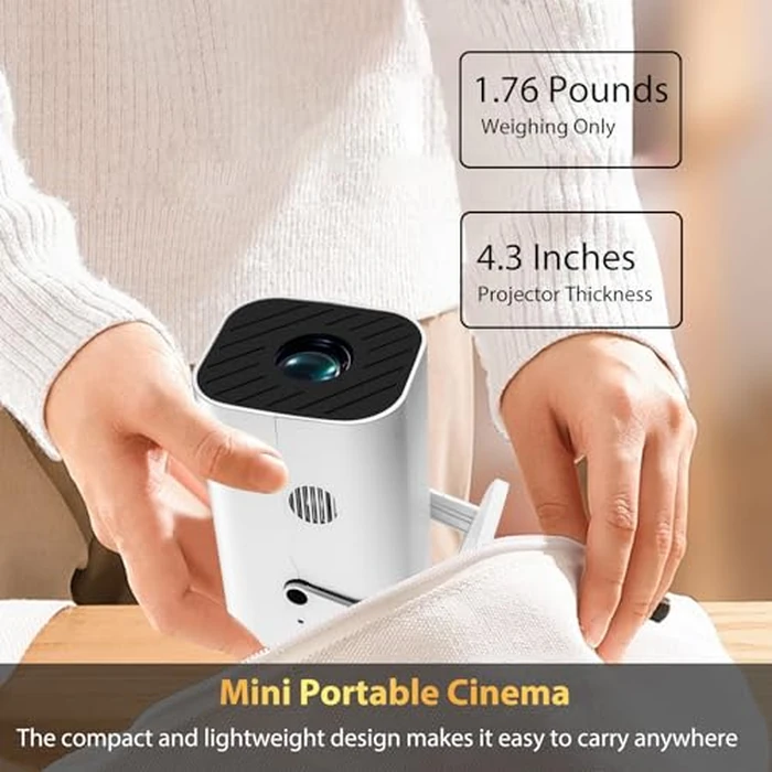 【Built-in APPS & Electric Focusing & 210 degrees Rotation】Mini Projector With Wifi And Bluetooth, 1080P Portable Projector, Movie Projector for Bedroom, Supports Smartphones/TV Stick/iPad/PS5/Laptop/HDMI/USB by YGSKK - Image 8