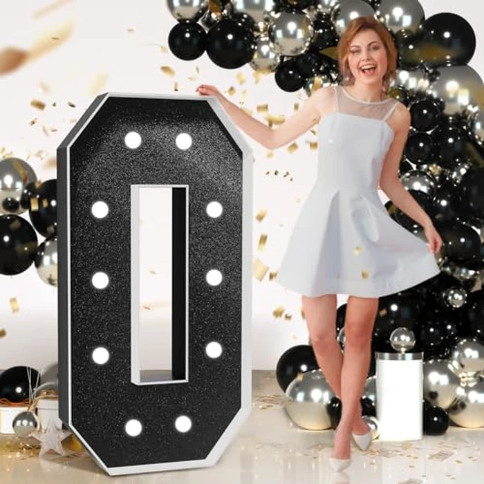 Marquee Letters Black Birthday Decorations: Large 4 Feet Tall Light Up Letters for Party Decor Big Foam Cardboard Letter O by imprsv - Used - Like New condition - US$22.51