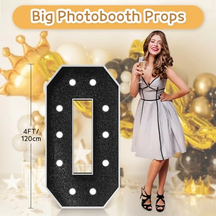 Marquee Letters Black Birthday Decorations: Large 4 Feet Tall Light Up Letters for Party Decor Big Foam Cardboard Letter O by imprsv - Image 2