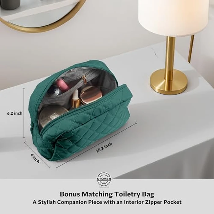 STOVER Women’s Convertible Garment Duffel Bag for Travel - 2-in-1 Carry-On Weekender/Overnight Tote - Wrinkle-Free Dresses, Suits & Clothes + Shoe Compartment & Bonus Toiletry Bag (Emerald Green) by STOVER - Image 6