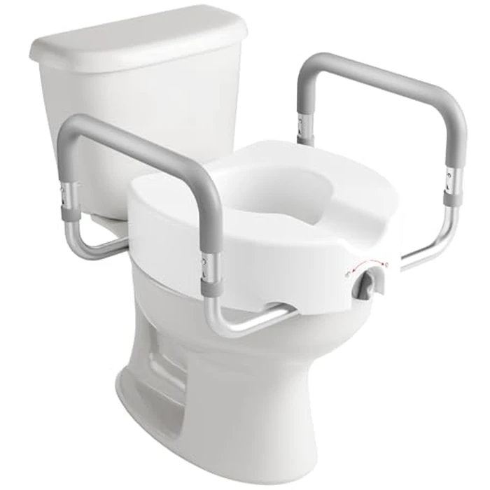 HOMLAND Raised Toilet Seat with Handles, Handicap Toilet Seat Risers for Seniors, Elevated Toilet Seat Fits Most Toilet, Gray by HOMLAND - Used - Acceptable condition - US$36.09
