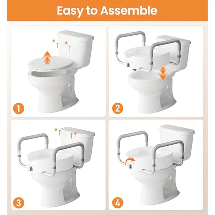 HOMLAND Raised Toilet Seat with Handles, Handicap Toilet Seat Risers for Seniors, Elevated Toilet Seat Fits Most Toilet, Gray by HOMLAND - Image 8