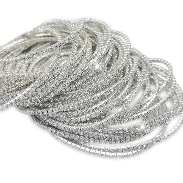 10 Pieces Women's Tennis Bracelet Set 2mm Extra-fine Delicate Rhinestones Adjustable Stackable Stretch Bracelet Wedding Party Jewelry Gifts (S-White) by Generic - Used - Very Good condition