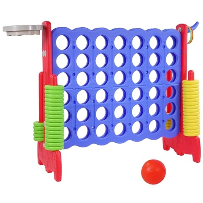 Peekabu Giant 4-in-A-Row Connect Game Outdoor, Jumbo 4-to-Score Yard Games for Kids and Adults with Basketball Hoop Outdoor Party Family Holiday Games with 42 Rings & Quick-Release Slider by Peekabu - Used - Very Good condition - US$51.21
