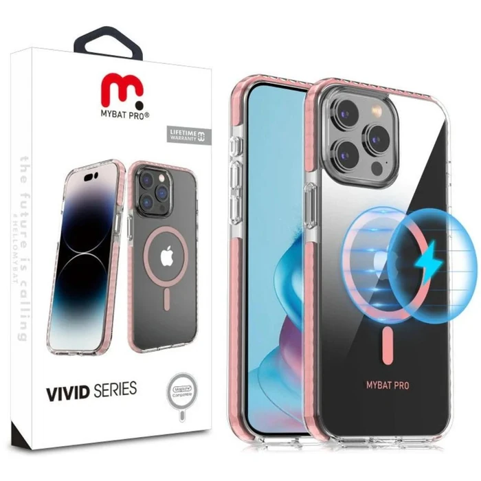 MyBat Pro Vivid Series Phone Case with MagSafe for iPhone 15 - Pink/Clear - Brand New by MyBat Pro - Image 1