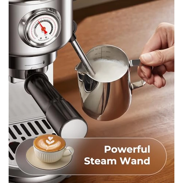 atatix Espresso Machine with Milk Frother, 20 Bar Pressure Espresso Maker, with 44OZ Removable Tank, Compact Stainless Steel Coffee Machine for Home, Office, Latte, Cappuccino, Macchiato, Silver by atatix - Image 5