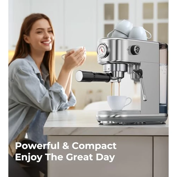 atatix Espresso Machine with Milk Frother, 20 Bar Pressure Espresso Maker, with 44OZ Removable Tank, Compact Stainless Steel Coffee Machine for Home, Office, Latte, Cappuccino, Macchiato, Silver by atatix - Image 7