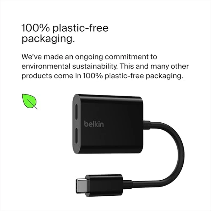 Belkin Rockstar USB-C Audio + Charge Adapter, Headphone Adapter w/USB-C 60W Power Delivery Fast Charging for iPhone, iPad Pro, Galaxy, Note, Google Pixel, LG G6, Sony Xperia, OnePlus, & More - Black by Belkin - Image 5