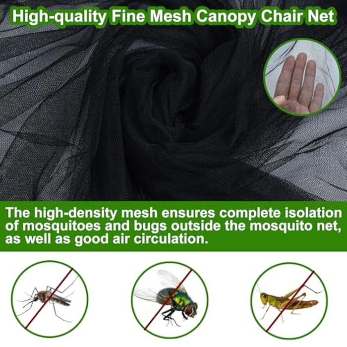 63"H Mosquito Net Cover for Canopy Chair, Bug Barrier Mosquitos Mesh Tent Black Chair Mosquito Netting with Zipper Opening 35"X32" Waterproof Roof for Fishing Camping Chair Outdoor, Chair Not Included by Emsiok - Image 3