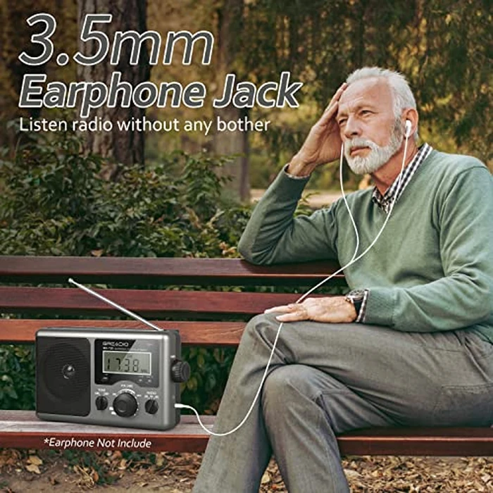 Greadio Portable Shortwave Radio with Best Reception,AM FM Transistor,LCD Display,Time Setting,Battery Operated by 4 D Cell Batteries or AC Power,Big Speaker,Earphone Jack for Gift,Elder,Home by Greadio - Image 6