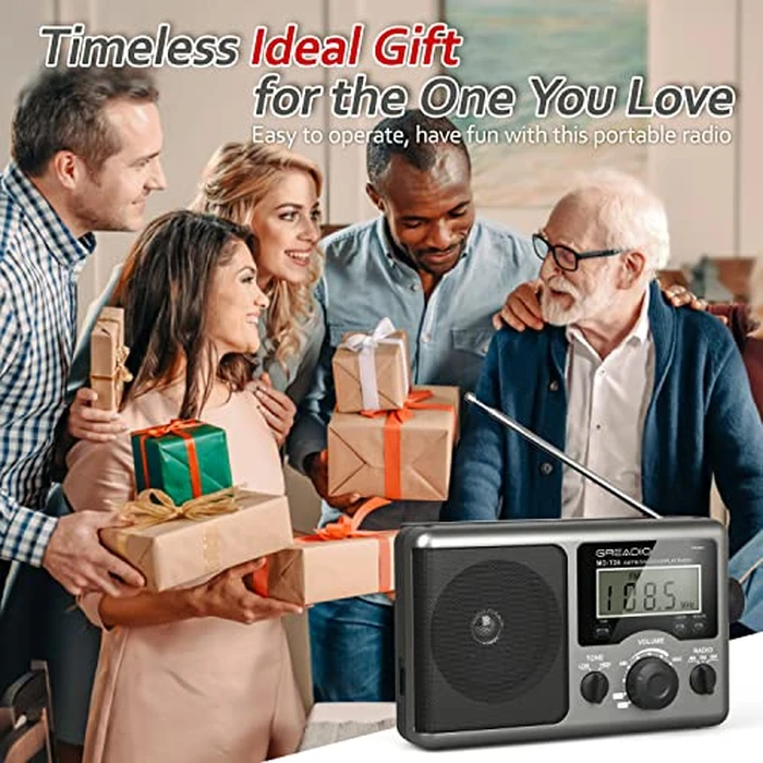 Greadio Portable Shortwave Radio with Best Reception,AM FM Transistor,LCD Display,Time Setting,Battery Operated by 4 D Cell Batteries or AC Power,Big Speaker,Earphone Jack for Gift,Elder,Home by Greadio - Image 7