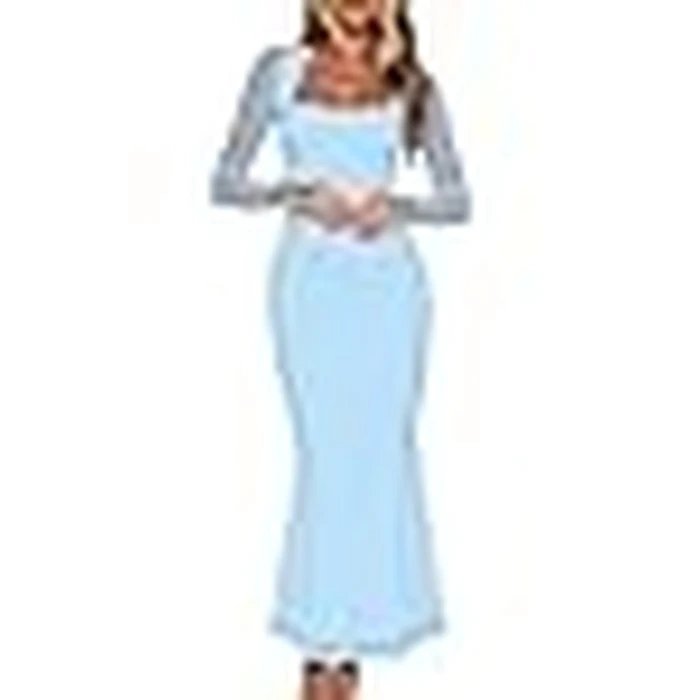 BORIFLORS Women's Ruched Bodycon Long Sleeve Maxi Dress Mesh Square Neck Cocktail Party Long Dresses, X-Small, Baby Blue by BORIFLORS - Image 3