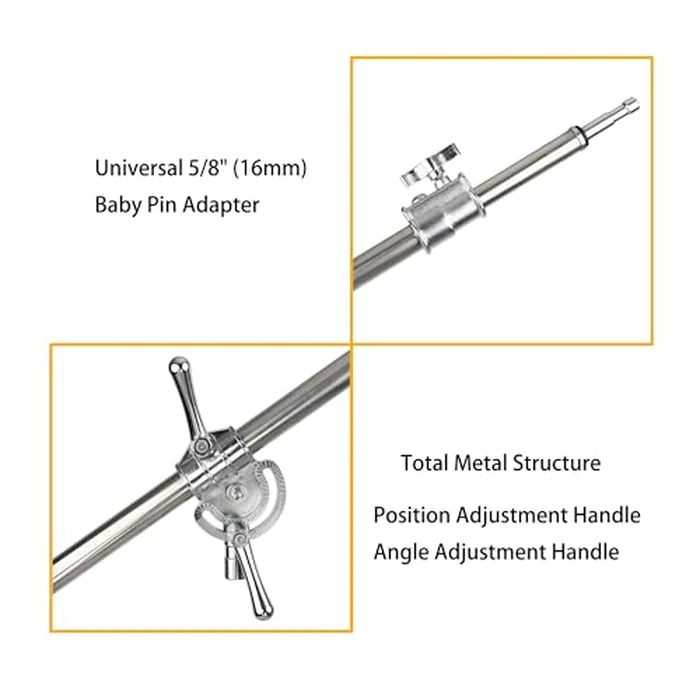 TENBEST Stainless Steel Heavy Duty Boom Arm Bar with Sand Bag for Professional Light Stand and C Stand by TENBEST - Image 4