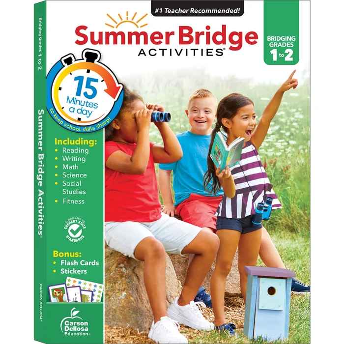 Summer Bridge Activities 1st to 2nd Grade Workbook, Activity Book with Math, Reading Comprehension, Science, Fitness, Social Studies, Writing Practice, and Flash Cards (Volume 3) by Summer Bridge Activities - Image 1