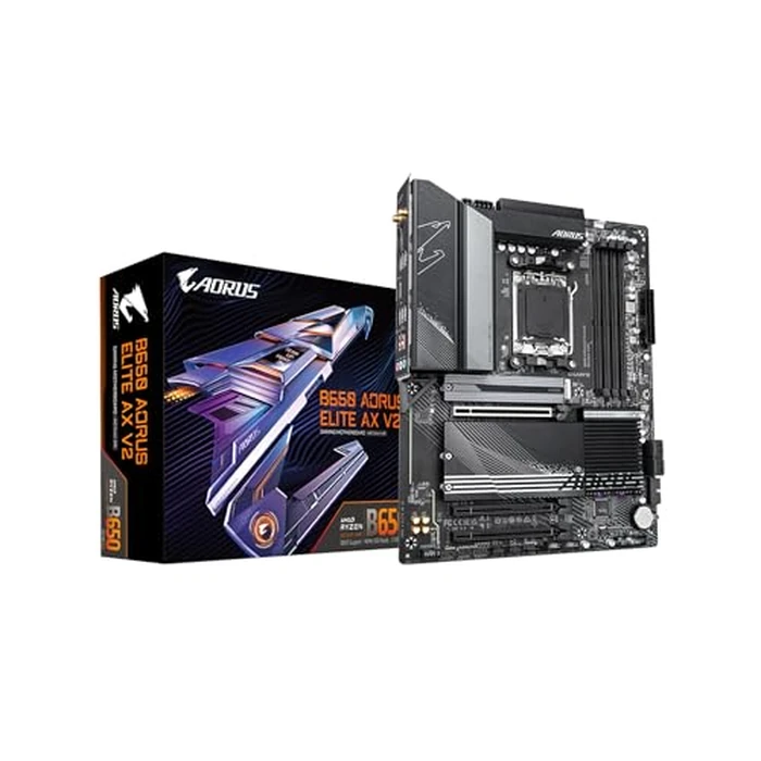 GIGABYTE B650 AORUS Elite AX V2 AMD AM5 ATX Motherboard, Support Ryzen 9000/8000/7000 Series, DDR5, 12+2+2 Power Phase, PCIe 5.0 M.2, USB-C 3.2 Gen 2, WIFI6E, 2.5 GbE, EZ-Latch, Q-Flash, RGB Fusion by GIGABYTE - Used - Like New condition - US$93.19