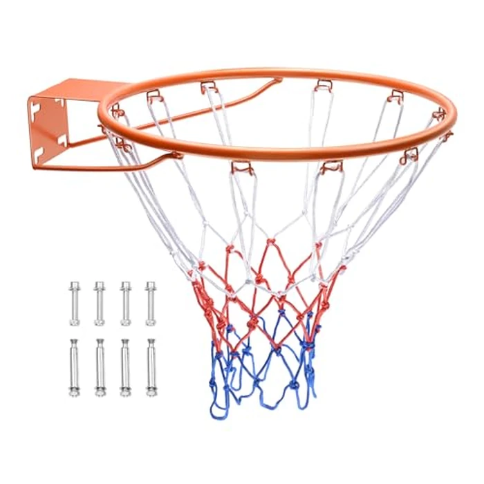 VEVOR Basketball Rim, Wall Door Mounted Basketball Hoop, Heavy Duty Q235 Basketball Flex Rim Goal Replacement with Net and Double Spring, Standard 18" Indoor Outdoor Hanging Hoop by VEVOR - Used - Like New condition