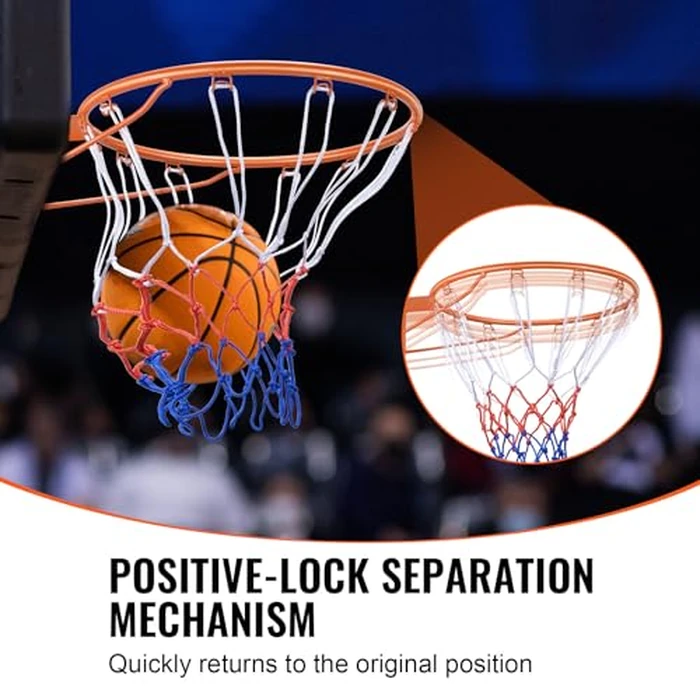 VEVOR Basketball Rim, Wall Door Mounted Basketball Hoop, Heavy Duty Q235 Basketball Flex Rim Goal Replacement with Net and Double Spring, Standard 18" Indoor Outdoor Hanging Hoop by VEVOR - Image 4