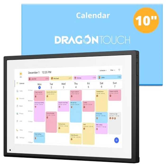 Digital Calendar Touch Screen 10 Inch, Electronic Calendar Chore Chart with 1080P Interactive Touchscreen for Family Monthly/Weekly/Daily Planner, Smart Calendar with Desk Mount - Black by Dragon Touch - Image 1