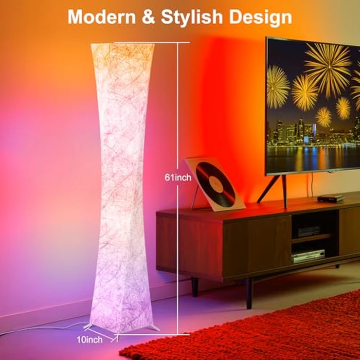WORLD WIN Floor Lamp, 61'' Smart RGB LED Corner Lamp with Music Sync and 16 Million DIY Colors, 3 Color Temperature, APP & Remote Control, Color Changing Standing Floor Lamp for Bedroom Living Room by WORLD WIN - Image 2