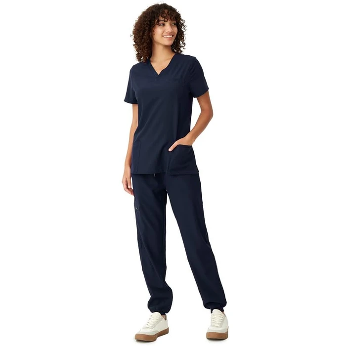 floralhue Scrubs for Women, V-Neck Scrubs Top & Cargo Pants with 10 Pockets, Navy Blue, 3XL by floralhue - Image 6