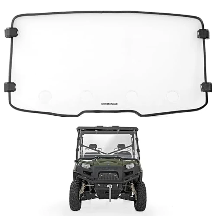 Rough Country Vented Full Windshield for Segway UT10 P - Scratch-Resistant Polycarbonate, 4 Adjustable Vents, Strap-On Install, Made in USA by Rough Country - Image 1