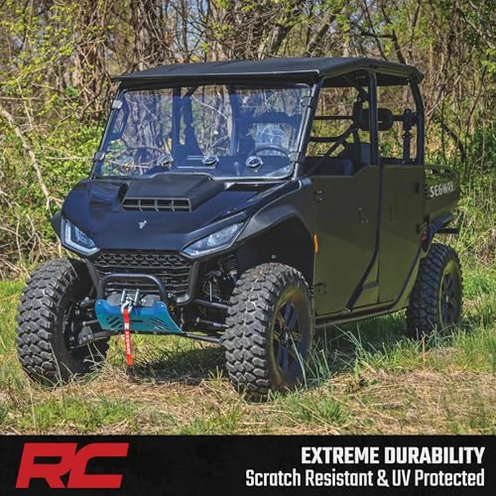 Rough Country Vented Full Windshield for Segway UT10 P - Scratch-Resistant Polycarbonate, 4 Adjustable Vents, Strap-On Install, Made in USA by Rough Country - Image 2